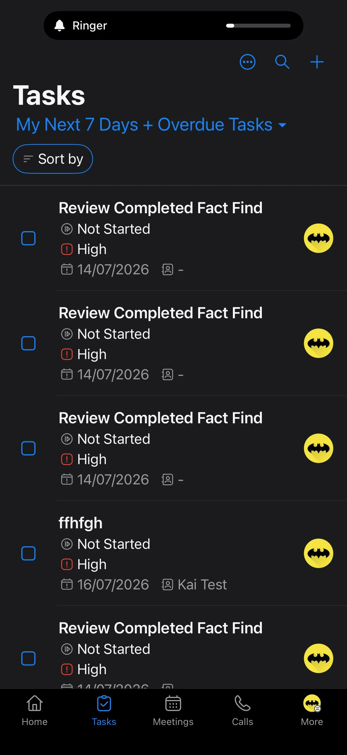 Adviser CRM mobile advice record screen